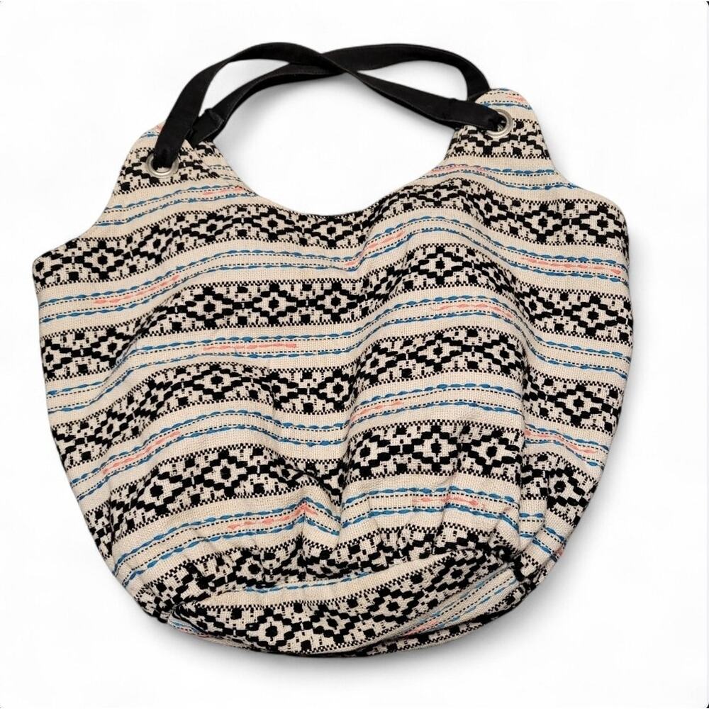 American Eagle Outfitters Knit Hobo Tote Black Ivory Aztec/Boho Inspired Bag